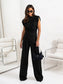 Slit Ruched Top and Wide Leg Pants Set nicholesgifts