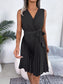 Tied Surplice Sleeveless Pleated Dress nicholesgifts