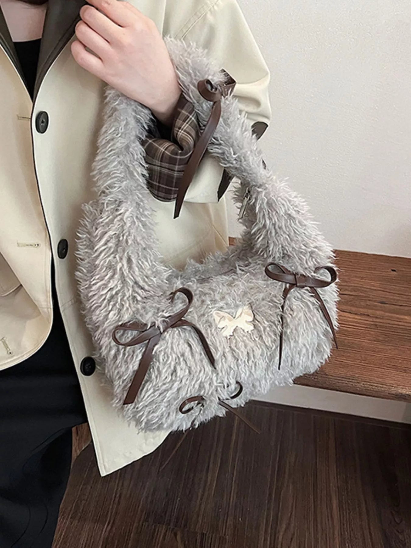 Fluffy Bow Shoulder Bag nicholesgifts