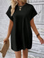 Women Pocketed Round Neck Short Sleeve Dress nicholesgifts