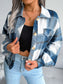 Plaid Collared Neck Long Sleeve Jacket nicholesgifts