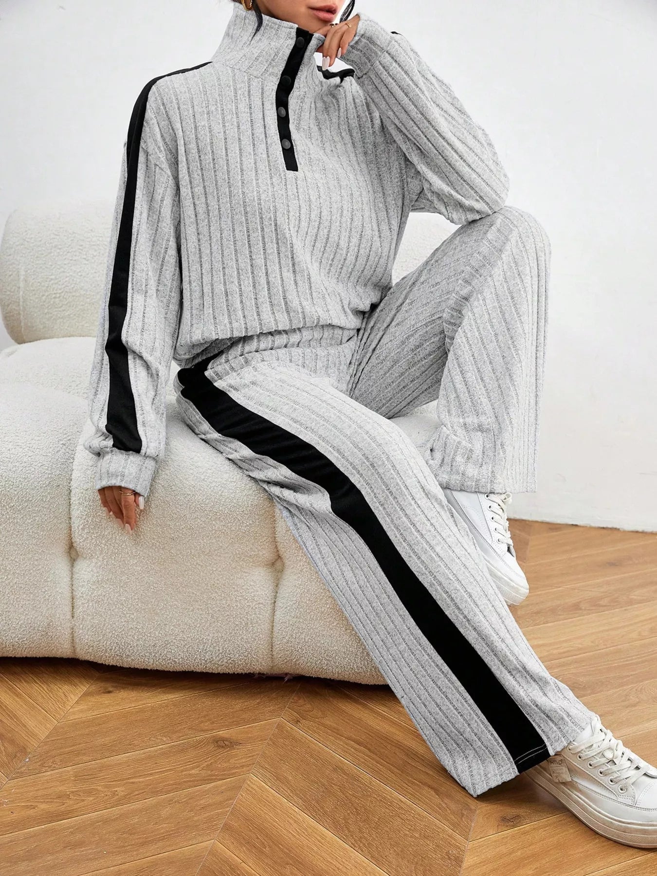 Ribbed Long Sleeve Top and Pants Set NicholesGifts