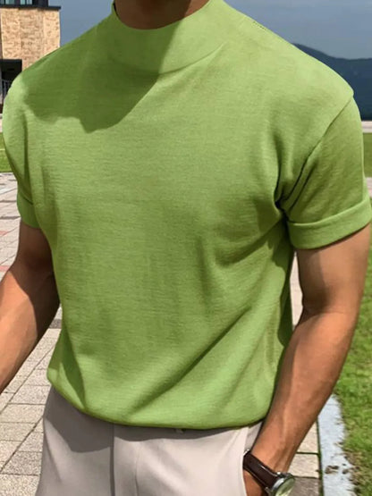 Men's Full Size Mock Neck Short Sleeve T-Shirt Plus Size nicholesgifts