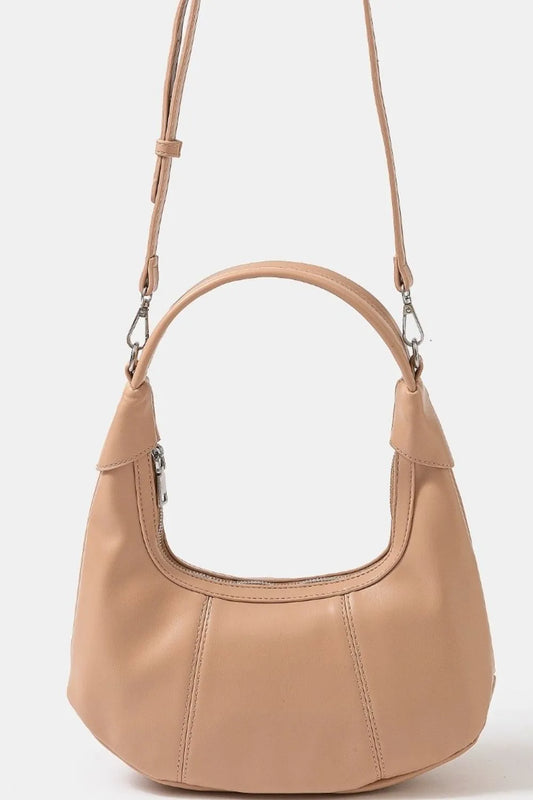 Fame Faux Leather Round Multi Panel Hand Bag Trendsi