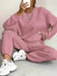 Texture Round Neck Top and Pants Set nicholesgifts