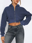 Zip Up Long Sleeve Hooded Cropped Jacket nicholesgifts