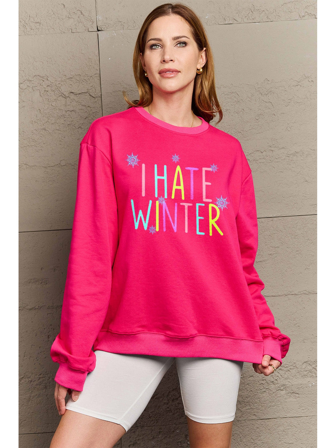 Simply Love Full Size I HATE WINTER Dropped Shoulder Sweatshirt nicholesgifts