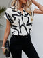 Women Printed Notched Short Sleeve Blouse nicholesgifts