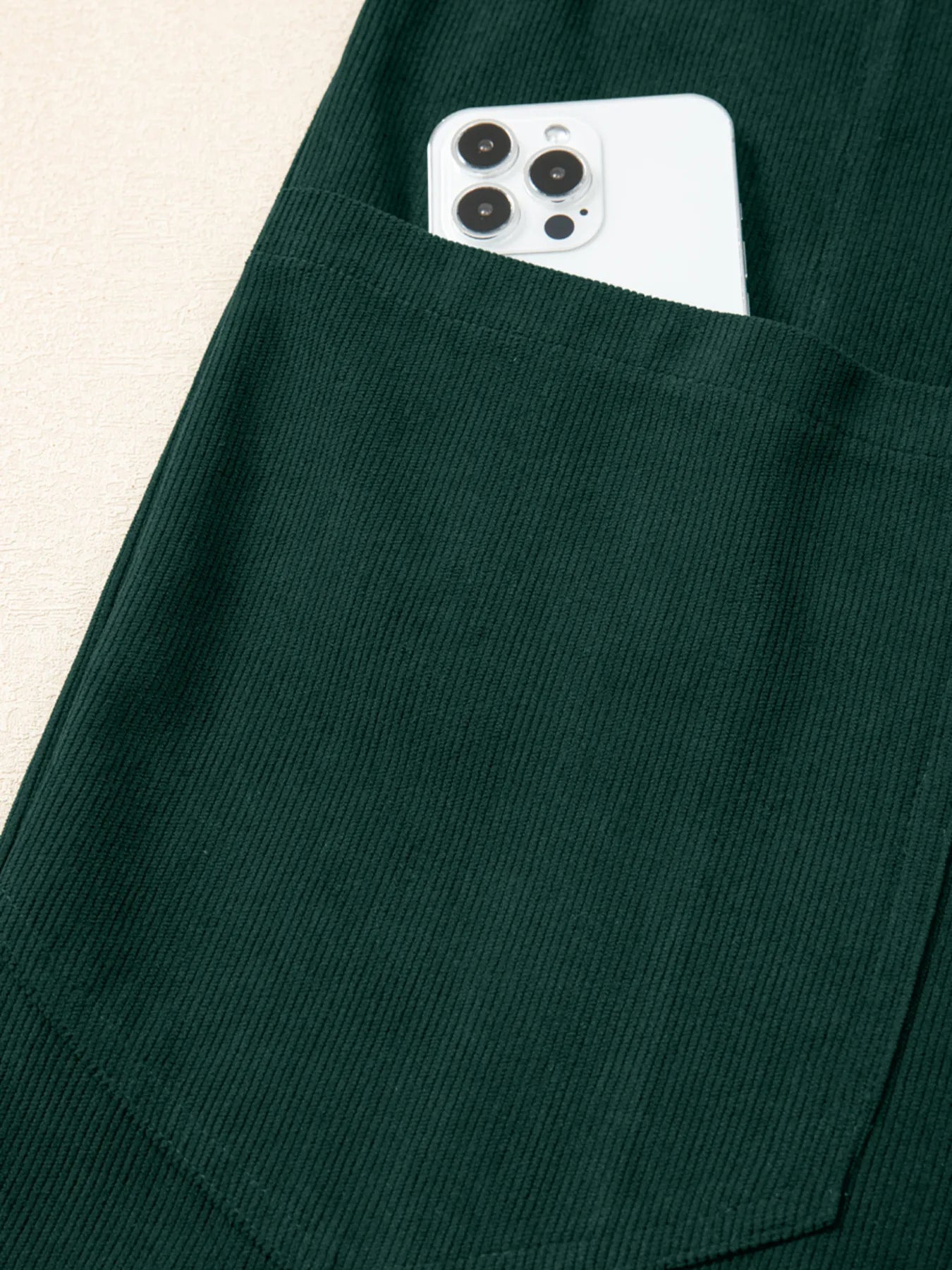 Corduroy V Neck Patched Pocket Sleeveless Jumpsuit nicholesgifts