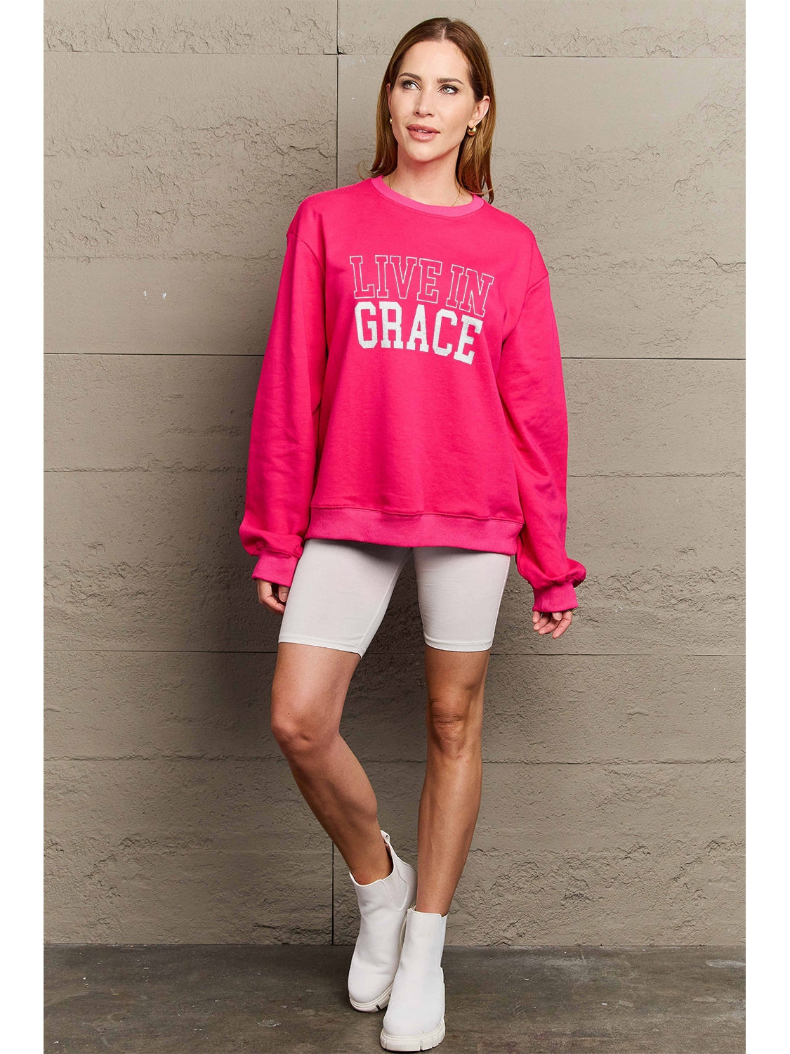 Simply Love Full Size LIVE IN GRACE Graphic Sweatshirt nicholesgifts