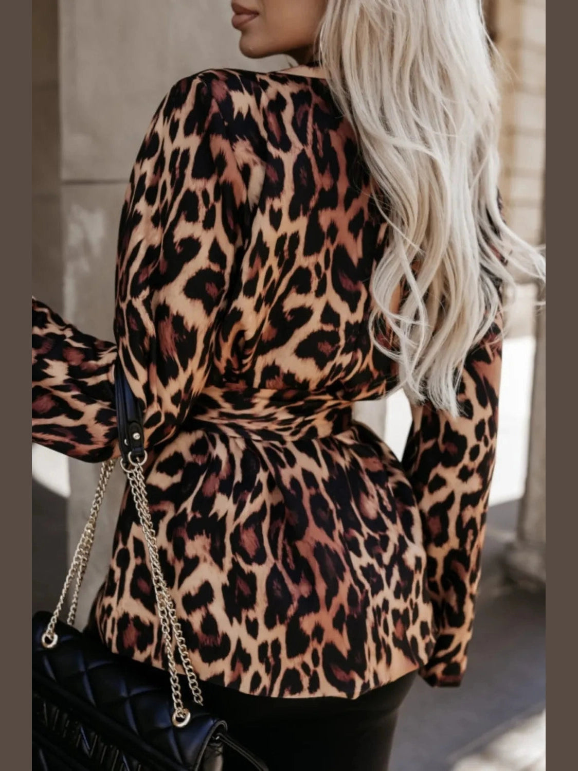 Tied Printed Collared Neck Long Sleeve Jacket Trendsi