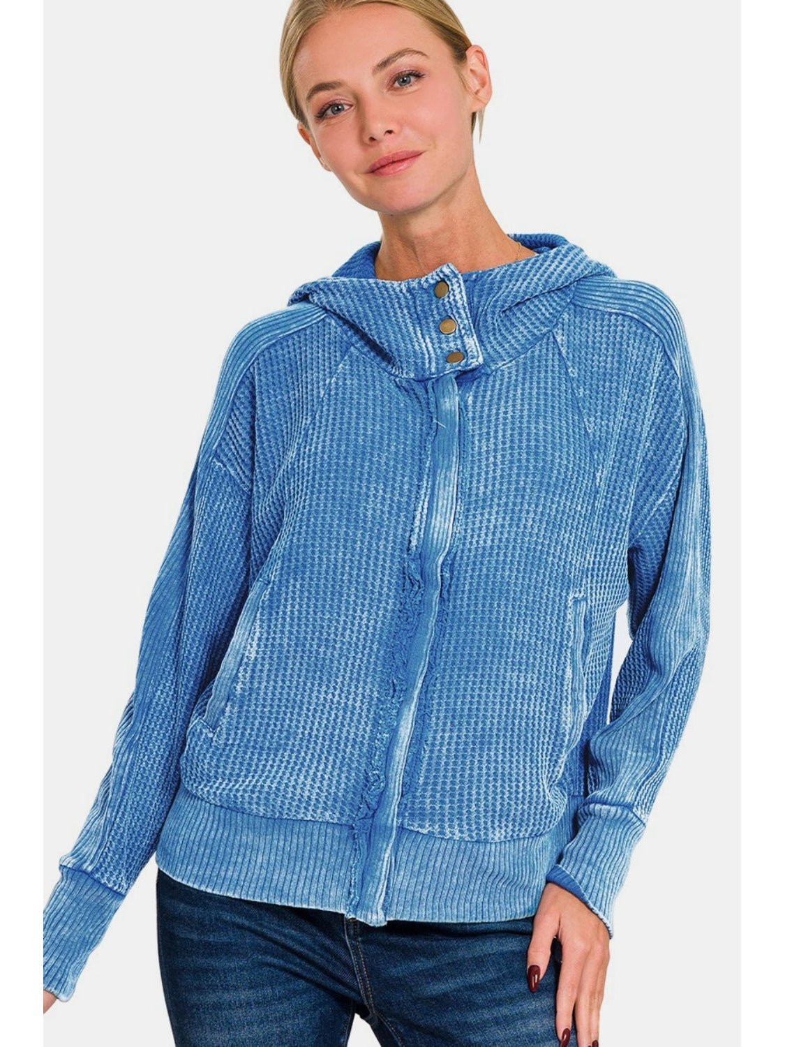 Zenana Washed Zip Up Hooded Jacket nicholesgifts