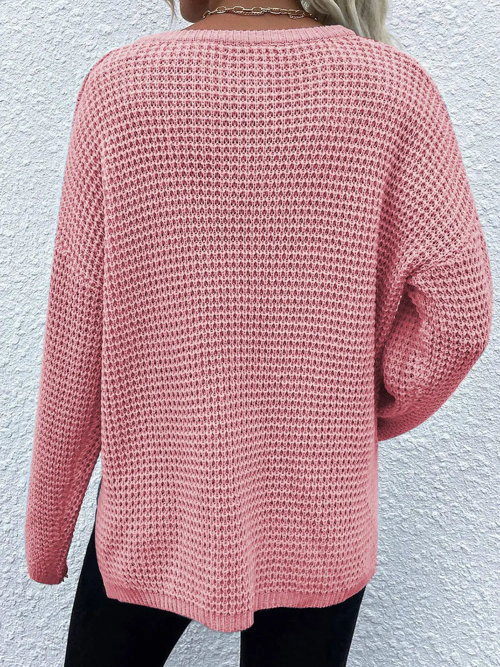 Notched Long Sleeve Sweater nicholesgifts