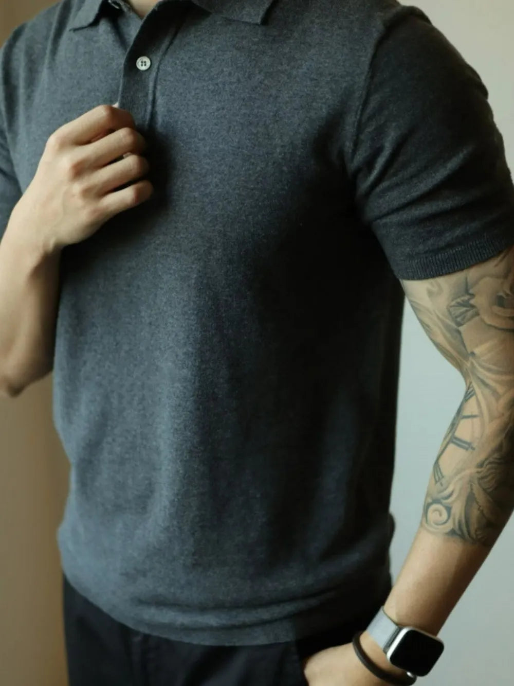 Men's Plus Size Button Detail Short Sleeve Polo NicholesGifts