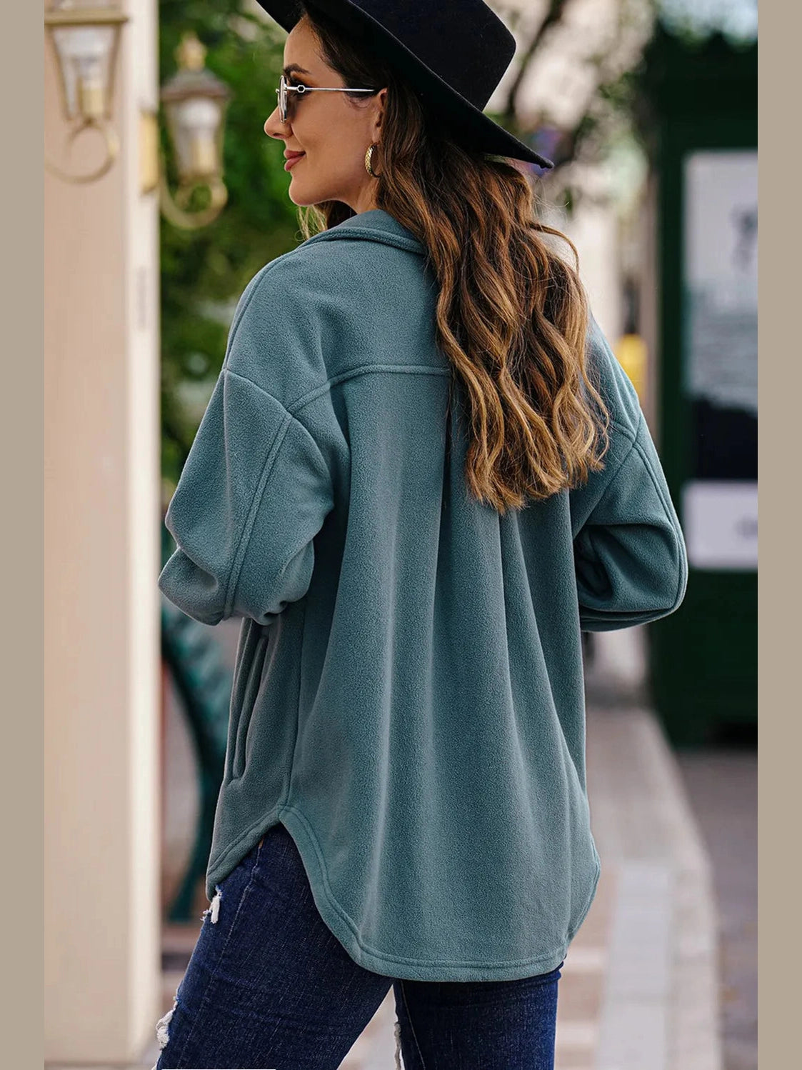 Button Up Collared Neck Long Sleeve Jacket nicholesgifts
