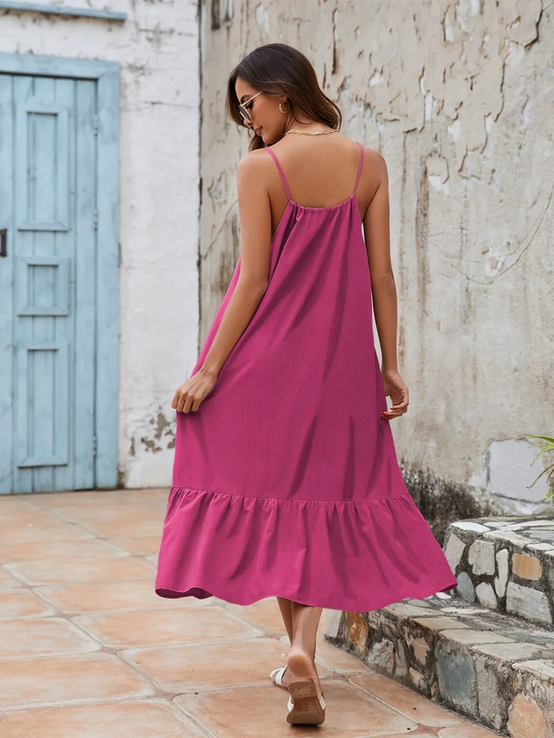 Ruffled Hem Midi Cami Dress NicholesGifts