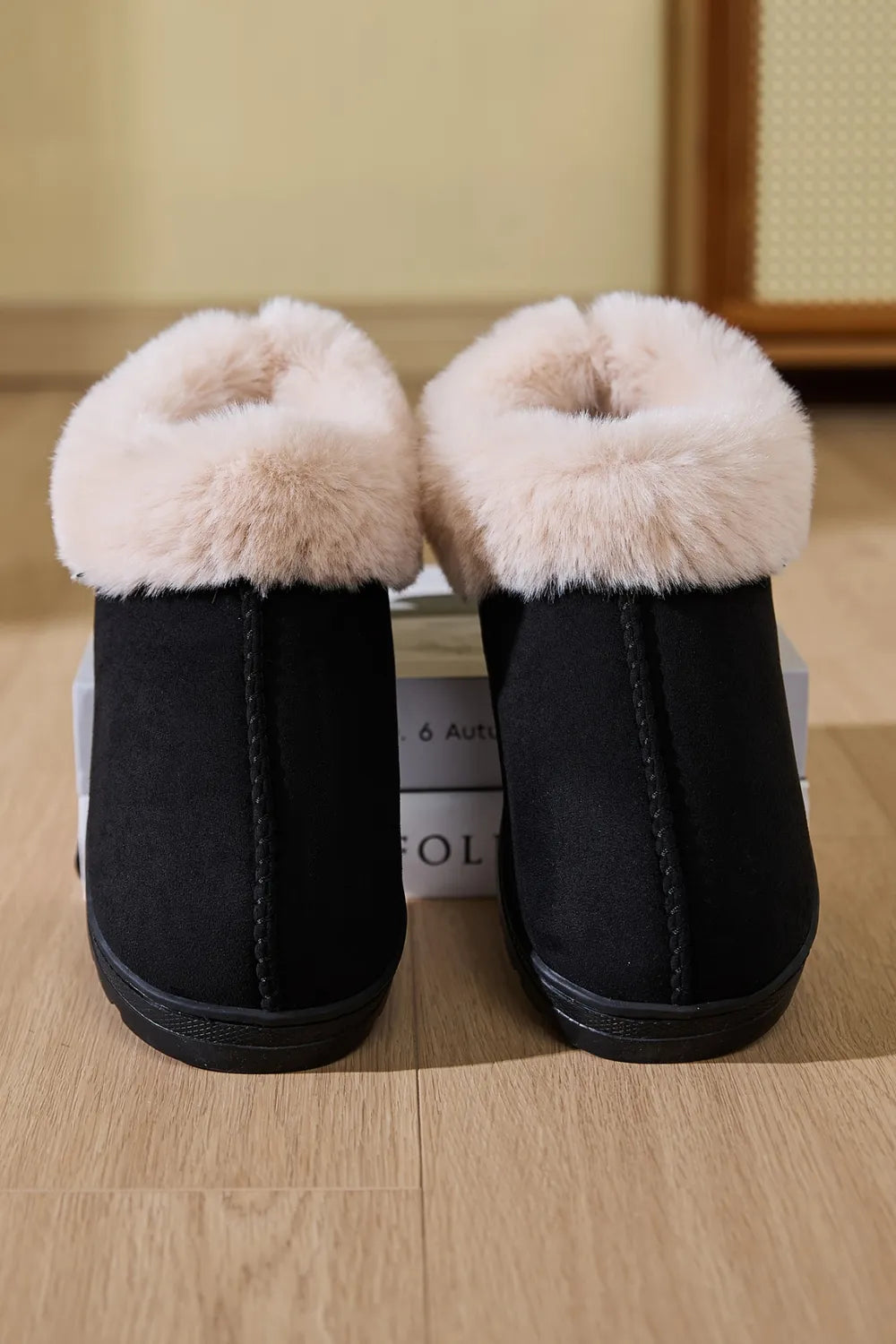 Women Faux Fur Round Toe Platform Slippers nicholesgifts