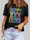 HAPPY EASTER Sequin Bunny Round Neck T-Shirt nicholesgifts