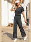 Ribbed Short Sleeve Wide Leg Jumpsuit nicholesgifts