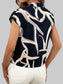 Printed Tie Neck Cap Sleeve Blouse nicholesgifts