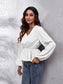 V-Neck Balloon Sleeve Peplum Blouse nicholesgifts