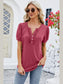 Women Frill Notched Short Sleeve Blouse nicholesgifts