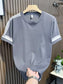 Men's Full Size Contrast Shoulder Stripes Round Neck T-Shirt Plus Size nicholesgifts