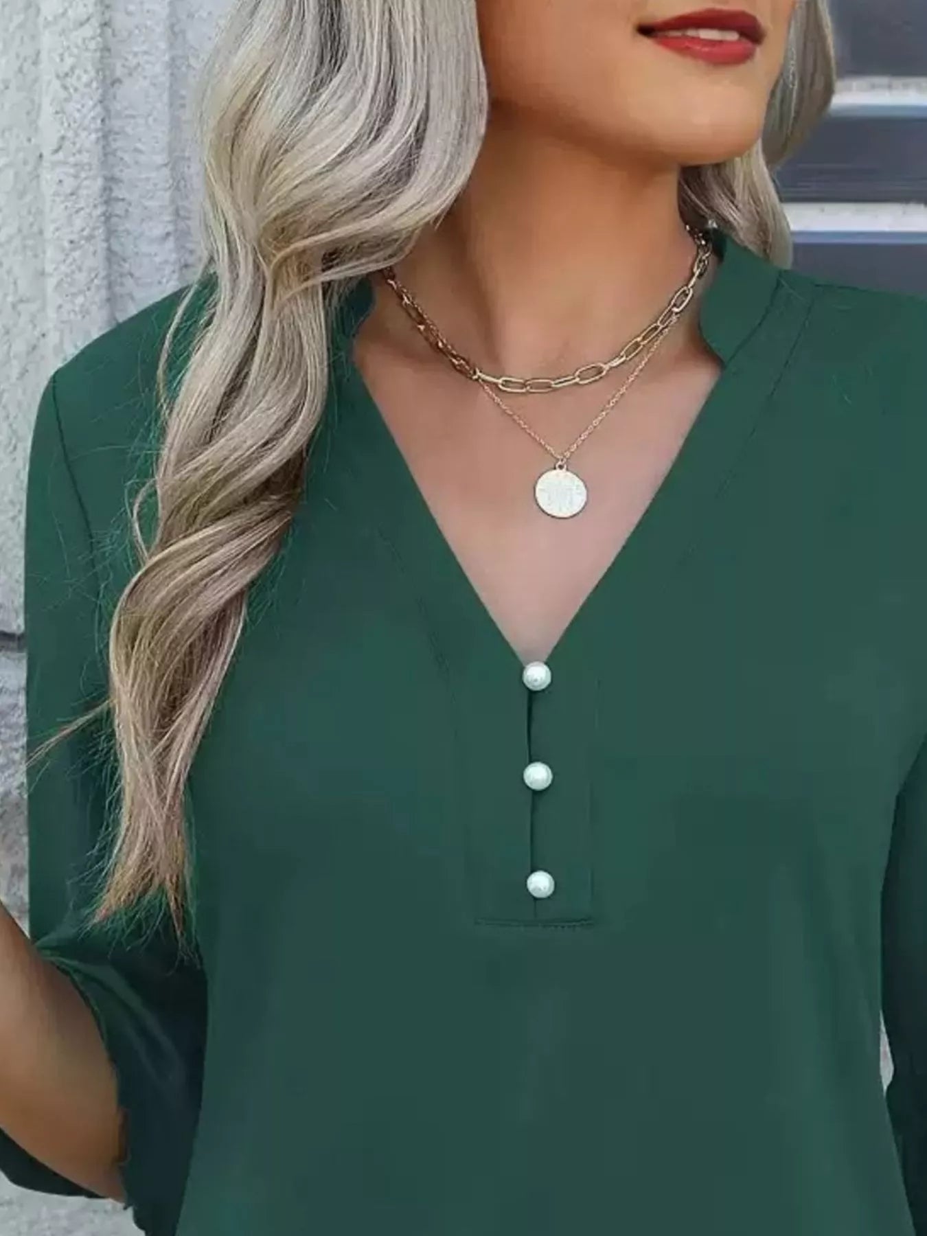 Full Size Notched Flounce Sleeve Blouse Plus Size Trendsi