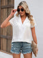 Button Up Collared Neck Short Sleeve Shirt nicholesgifts