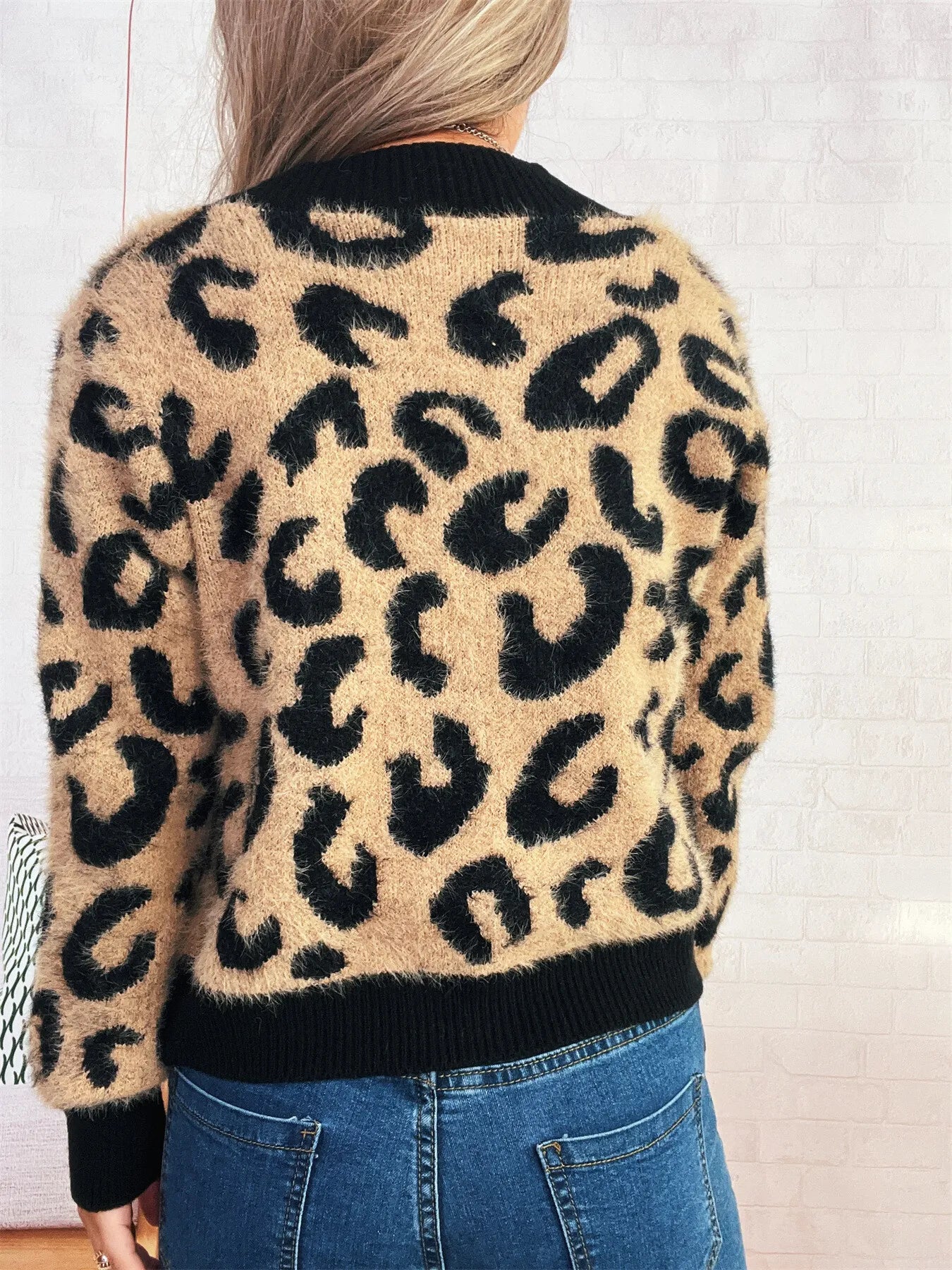 Leopard Fuzzy Button Up Cardigan