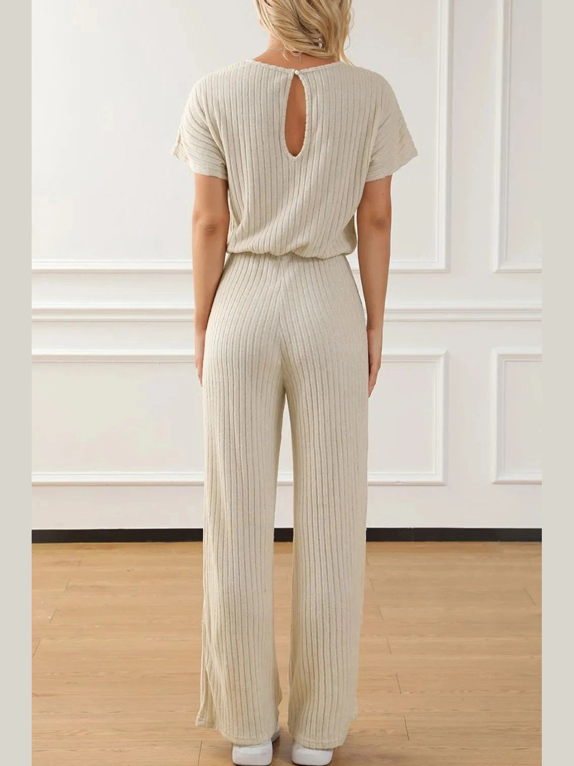 Ribbed Knit Wide Leg Jumpsuit nicholesgifts
