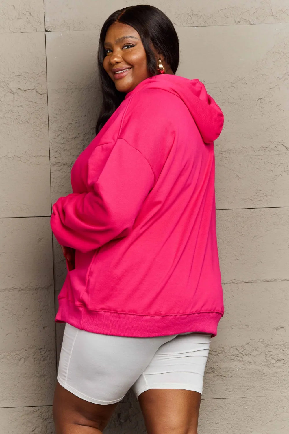 Full Size Long Sleeve Dropped Shoulder Hoodie Trendsi
