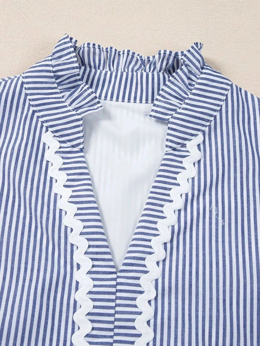 Stripe Sleeveless Notched Ric Rac Mini Dress NicholesGifts