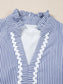 Stripe Sleeveless Notched Ric Rac Mini Dress nicholesgifts