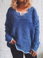 Notched Dropped Shoulder Long Sleeve Sweater nicholesgifts