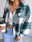 Plaid Collared Neck Long Sleeve Jacket nicholesgifts