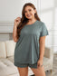 Plus Size Round Neck Short Sleeve Two-Piece Loungewear Set nicholesgifts