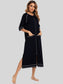Zip Up Slit Round Neck Night Dress with Pockets nicholesgifts