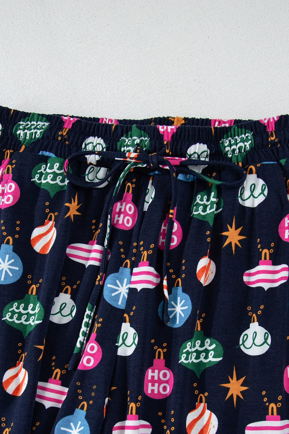 Christmas Lights Print Collared Neck Top and Pants Set Trendsi