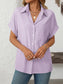 Mandy Pocketed Striped Collared Neck Short Sleeve Shirt nicholesgifts