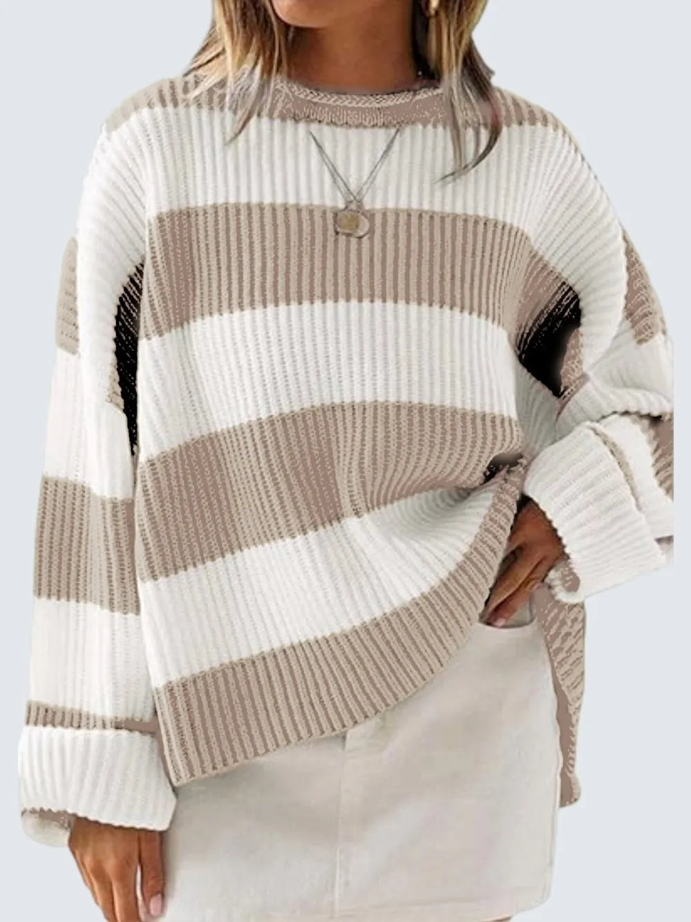 Round Neck Long Sleeve Sweater Trendsi