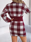 Plaid Round Neck Top and Skirt Sweater Set nicholesgifts