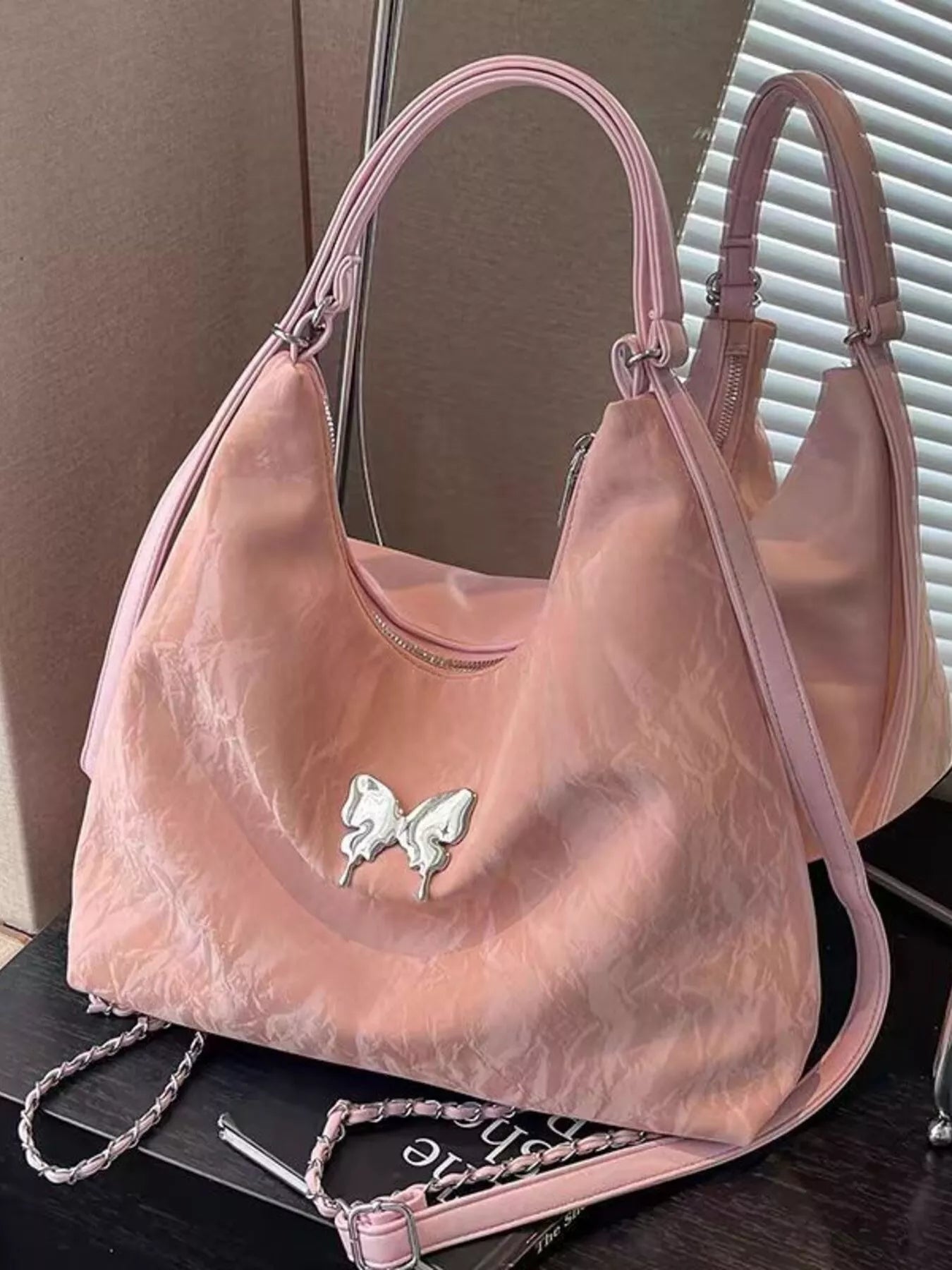 Butterfly Decor Convertible Shoulder Bag nicholesgifts
