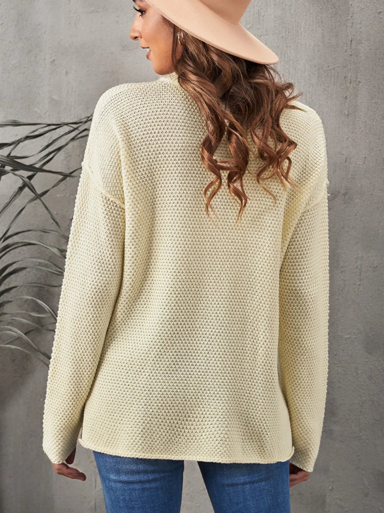 Women Button Detail Long Sleeve Knit Top