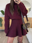 Turtleneck Dropped Shoulder Sweater and Skirt Set nicholesgifts