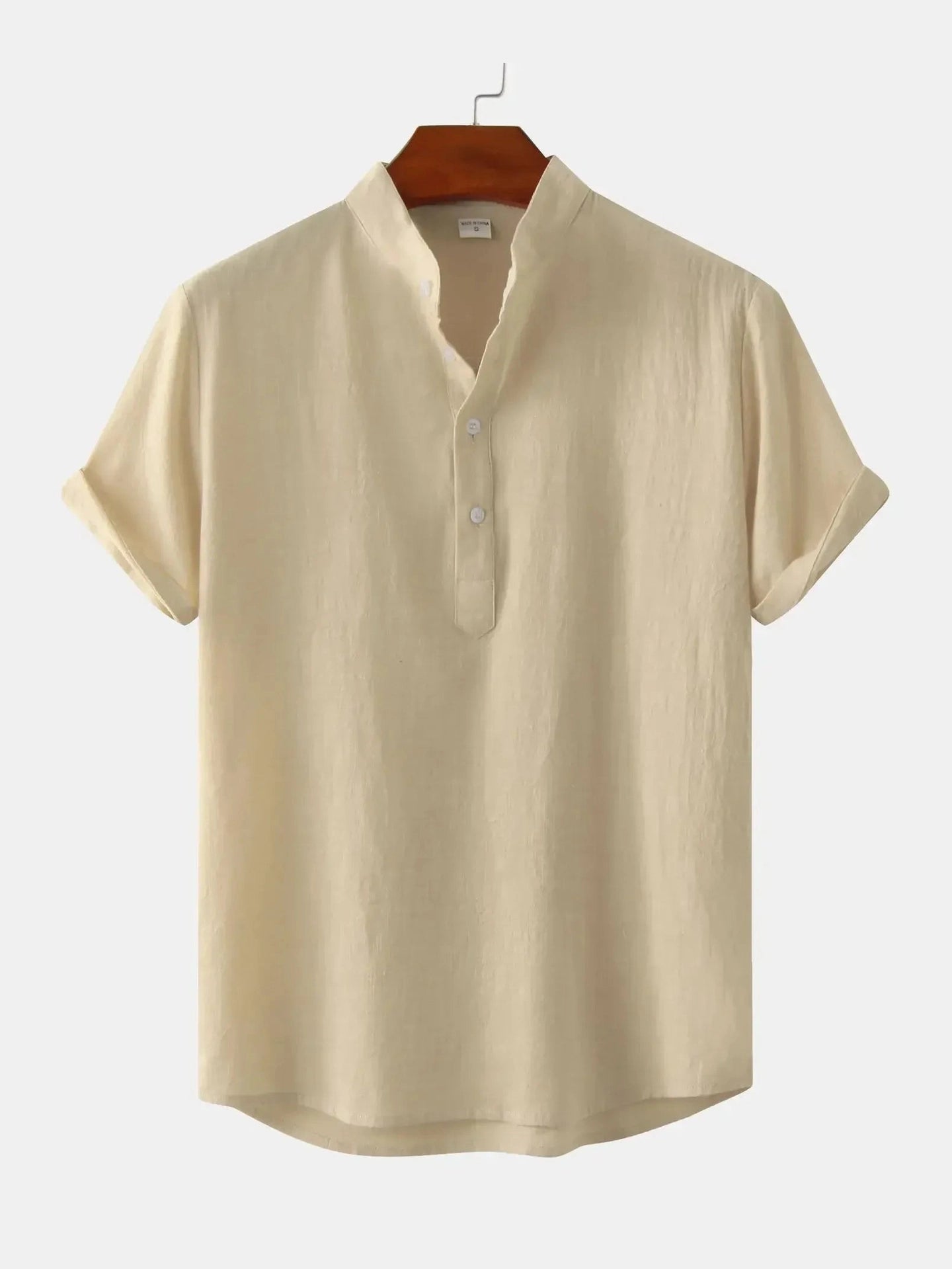 Men's Mandarin Collar Short Sleeve Henley Shirt NicholesGifts