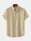 Men's Mandarin Collar Short Sleeve Henley Shirt nicholesgifts