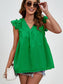 Women Ruched V-Neck Cap Sleeve Blouse nicholesgifts