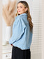 Double Take Dropped Shoulder Raw Hem Denim Jacket nicholesgifts