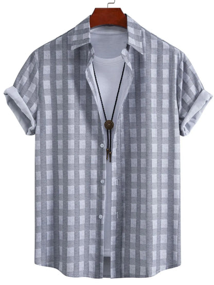 Men's Plus Size Casual Plaid Short Sleeve Button-Down Shirt nicholesgifts